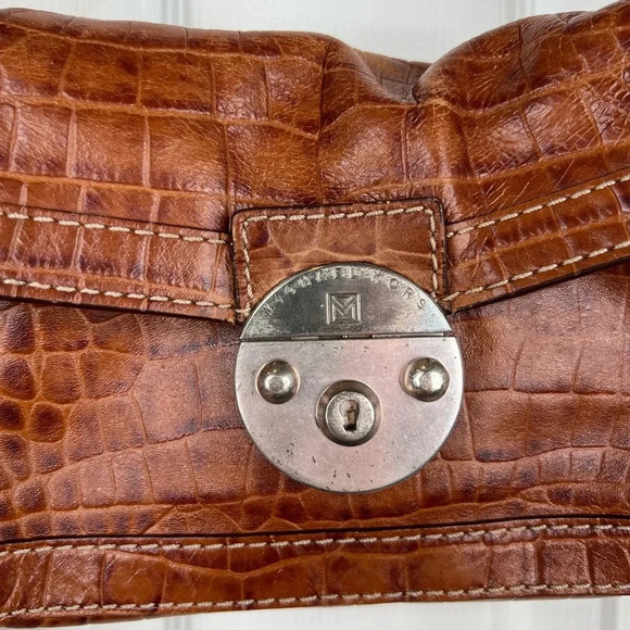MICHAEL Michael Kors Brown Crocodile Embossed Shoulder Bag Chain Strap Purse - Picture 4 of 10